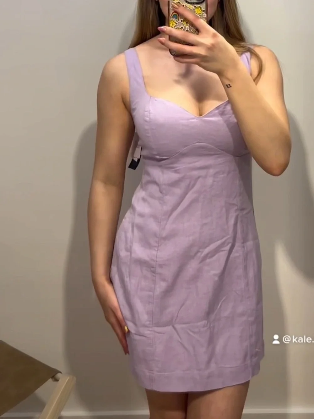 Abercrombie & Fitch Linen Blend Lilac Sweetheart Neckline Mini Dress XL Purple